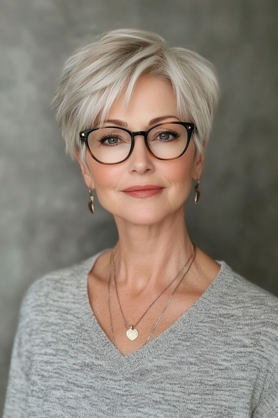 Coupe courte dégradée pour femme de 60 ans 16