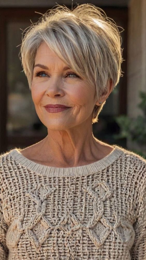 Coupe courte dégradée pour femme de 60 ans 3