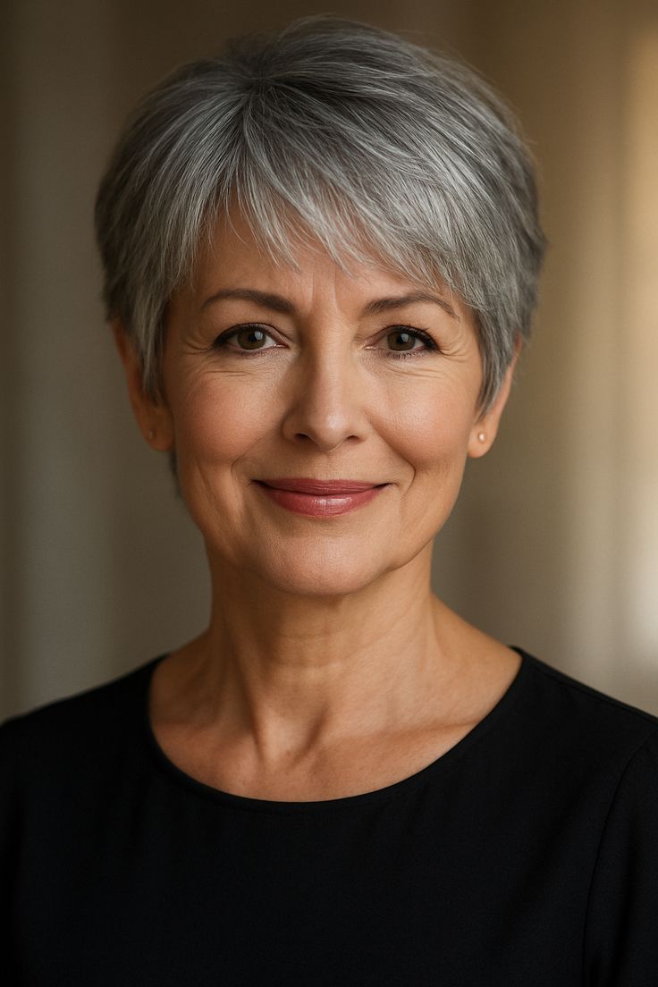 Coupe courte dégradée pour femme de 60 ans 4