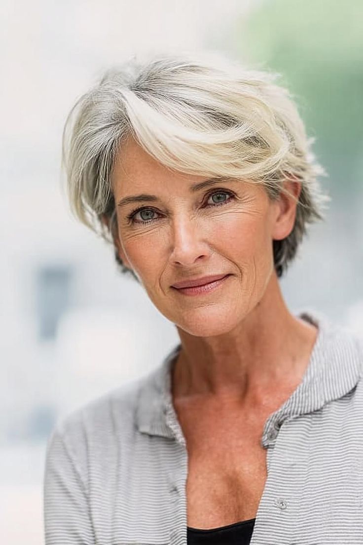 Coupe courte dégradée pour femme de 60 ans 1