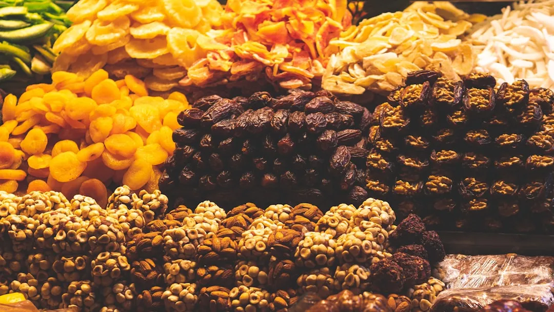 A close up of many different types of food