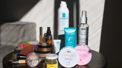 white and purple plastic bottles