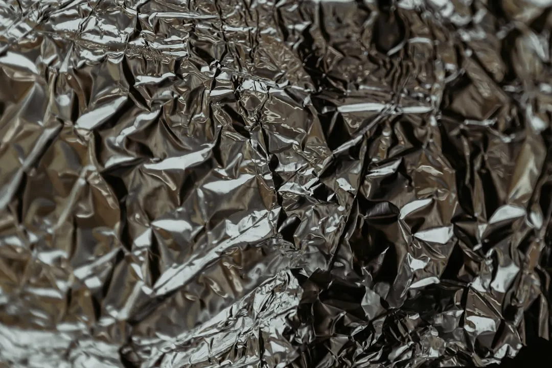 a close up of a piece of tin foil