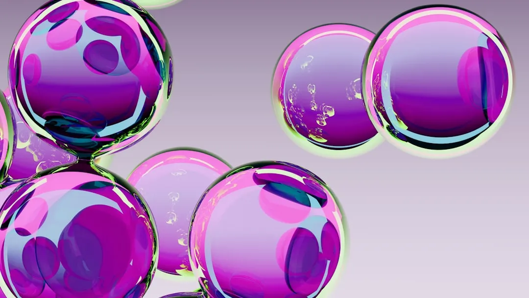 Abstract purple spheres with reflections on light background