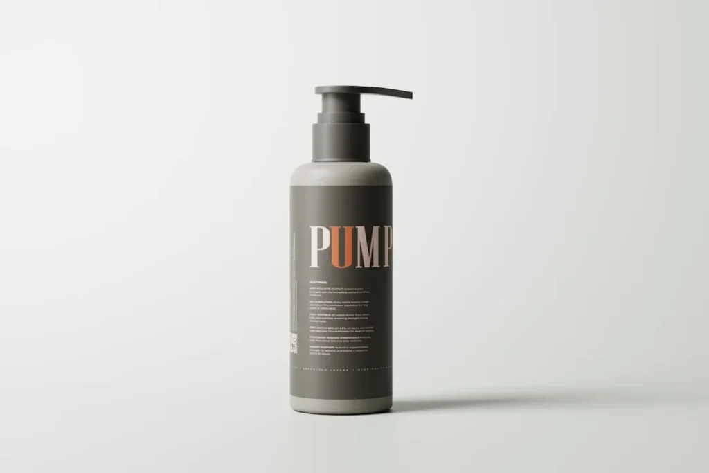 a bottle of pump soap on a white background