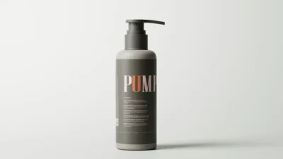 a bottle of pump soap on a white background