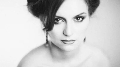 a black and white photo of a woman's face