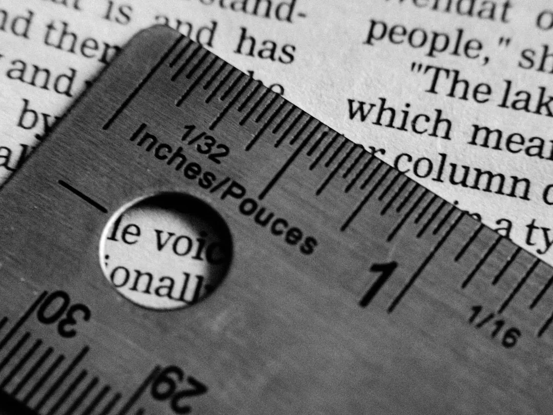 A ruler measuring text on a page